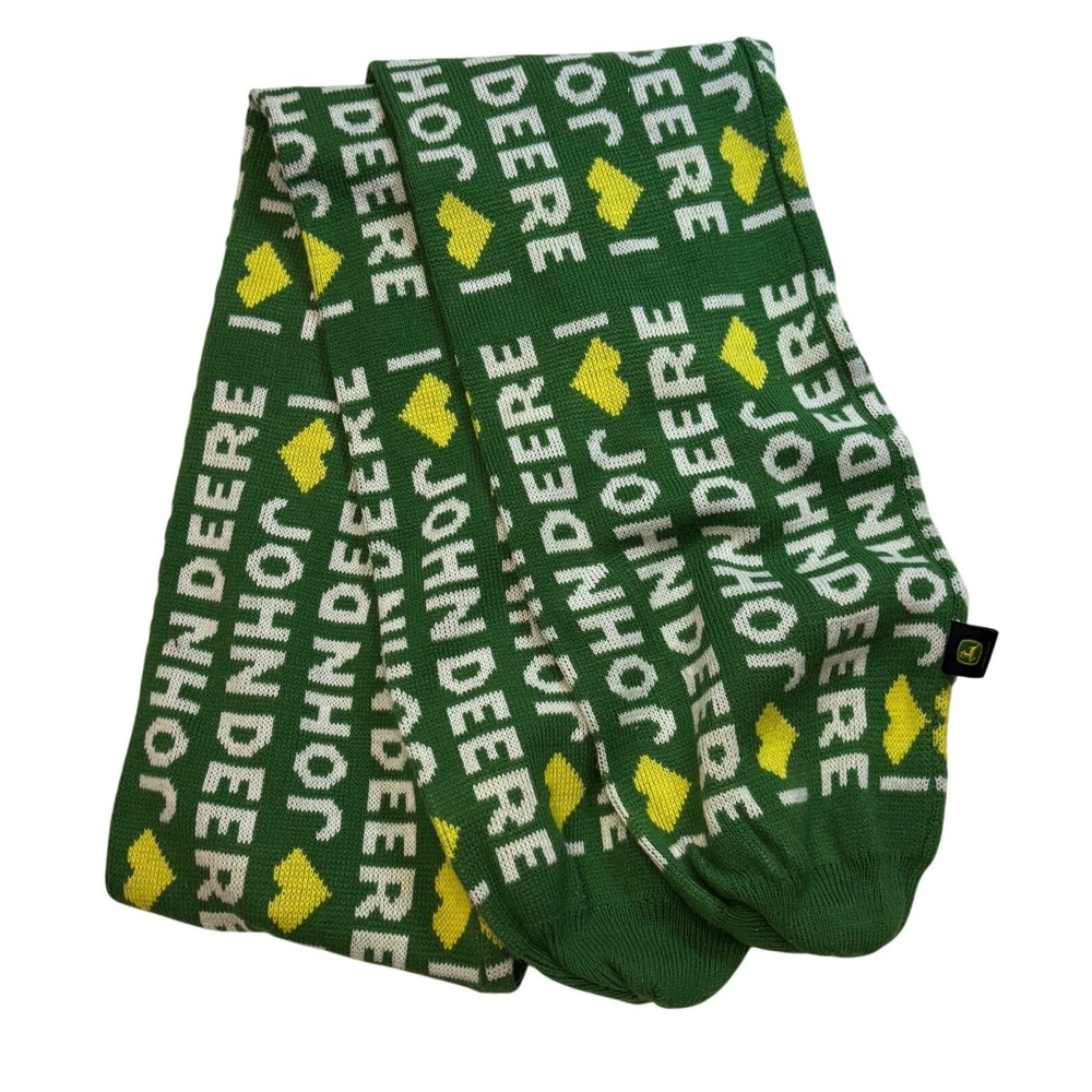 John Deere‎ | Scarf | Green White Yellow | Logo | Knit | No Pom Poms